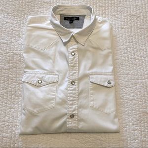 Banana Republic Mens White Button Down Dressy Casual Shirt